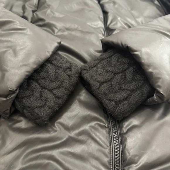 MACKAGE Selma Glossy Black Puffy Zipper Layered Coat Jacket Size Small Petite - Picture 15 of 16